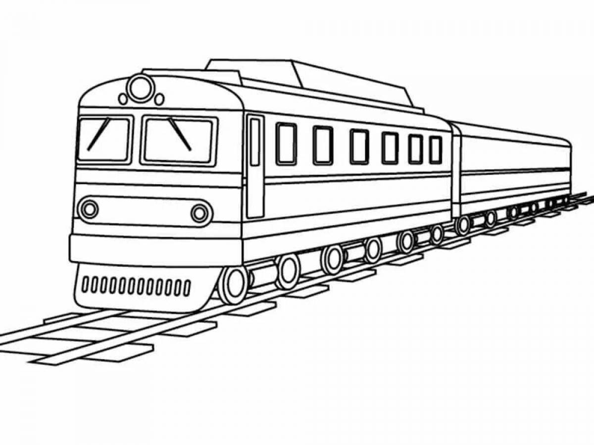 Freight train coloring page with color highlights