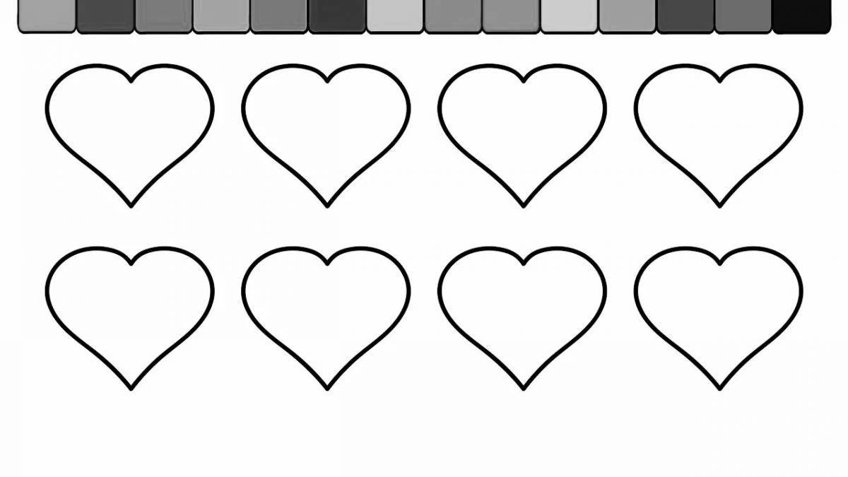 Coloring page with lots of hearts