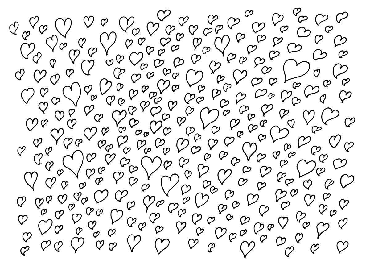 Shining many hearts coloring page