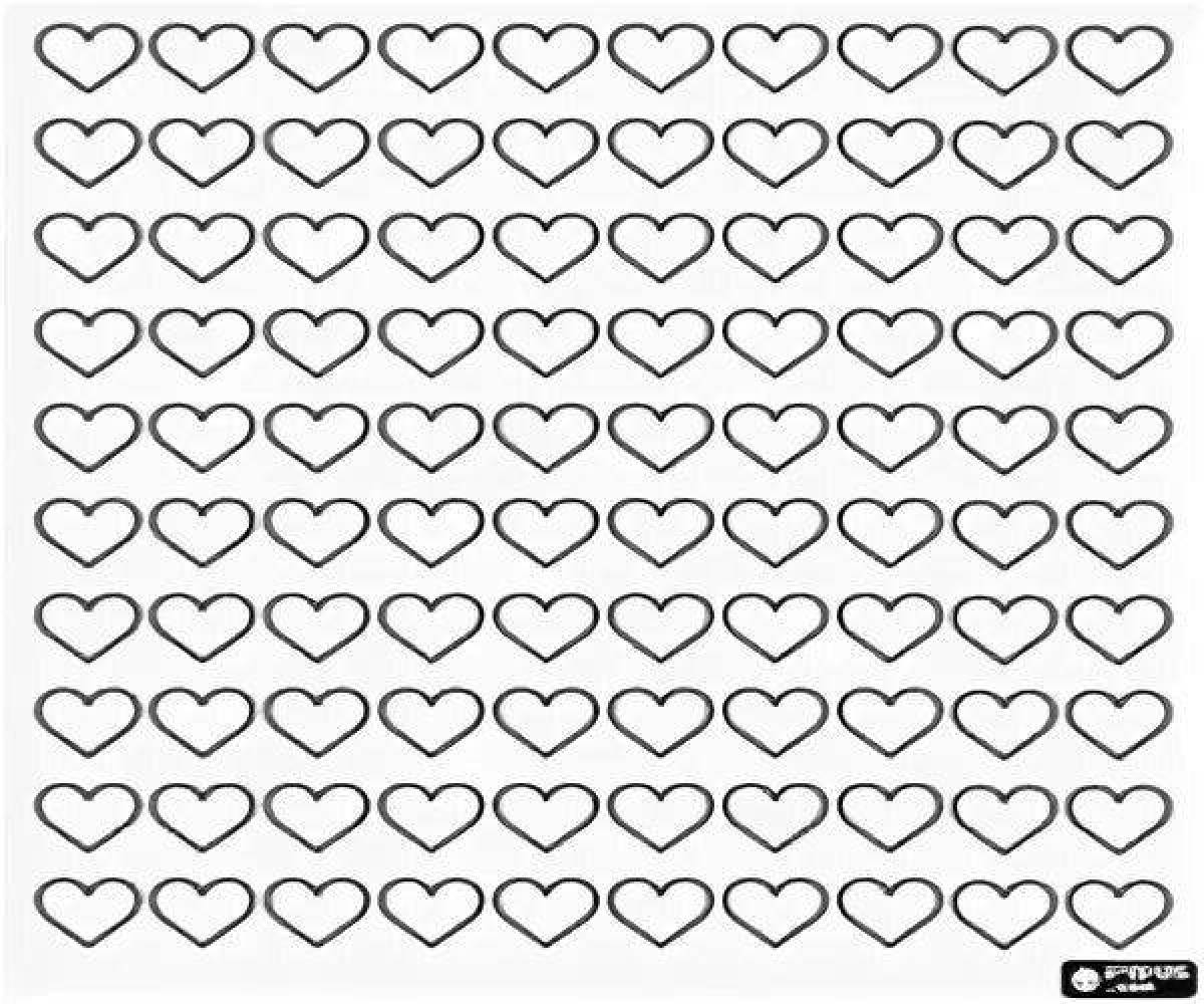 Playful many hearts coloring page
