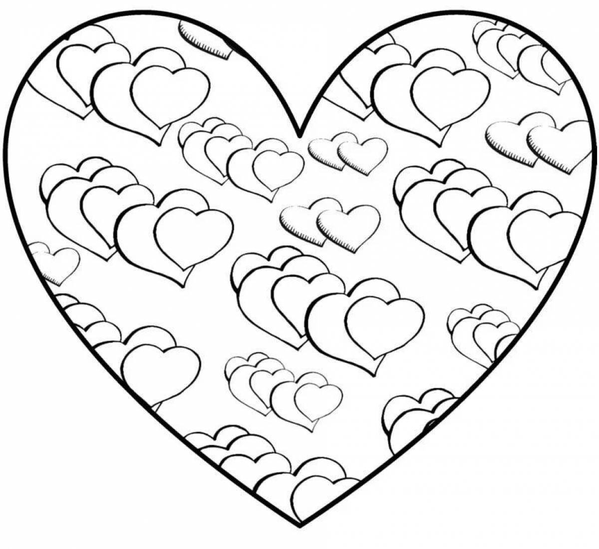 Glittering many hearts coloring page