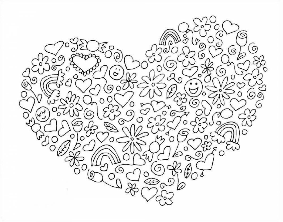 Coloring page wild many hearts