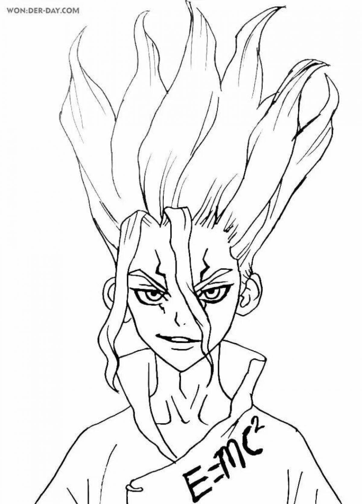 Dr. stone's vibrant coloring page