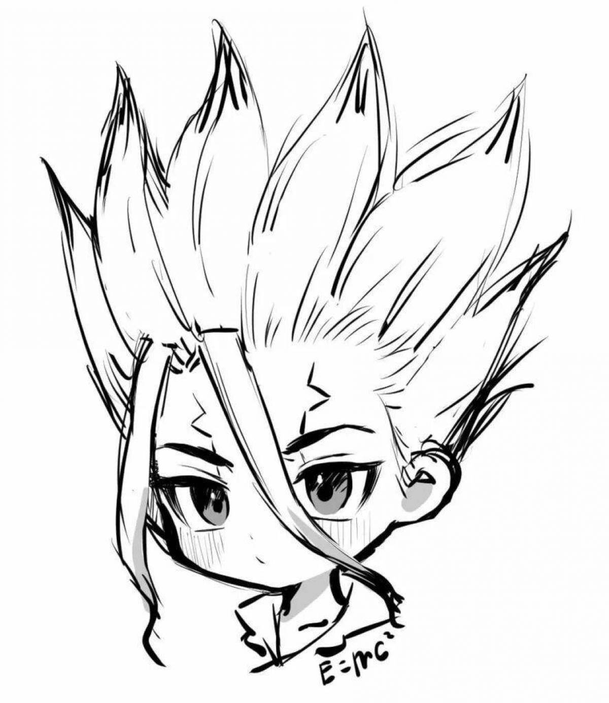 Dr. stone's spectacular coloring page