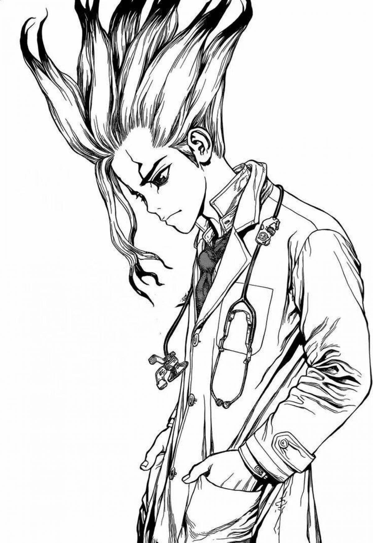 Dr. stone's amazing coloring page