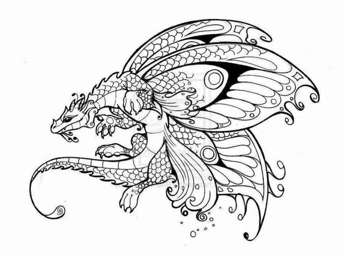 Сложная раскраска «дракон»