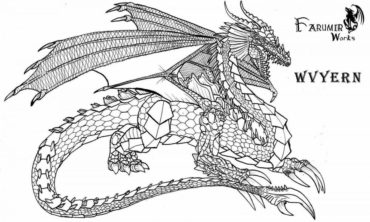 Majestic coloring page dragon complex