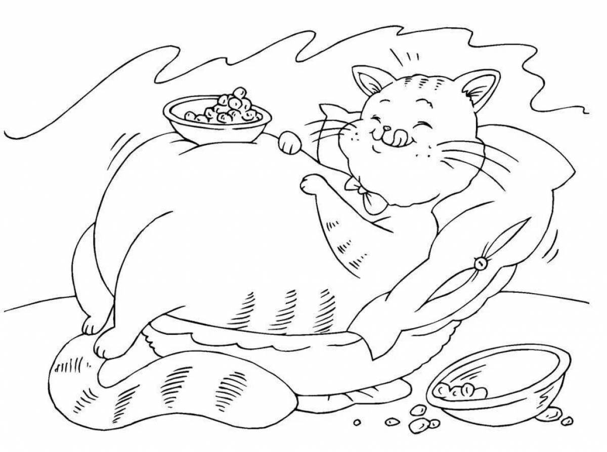 Очаровательная раскраска толстого кота