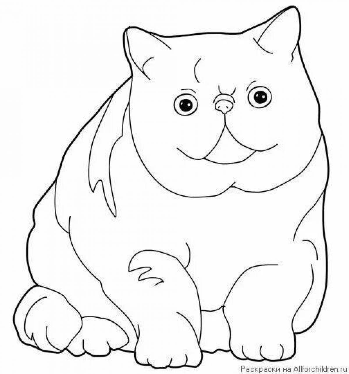Coloring page playful fat cat
