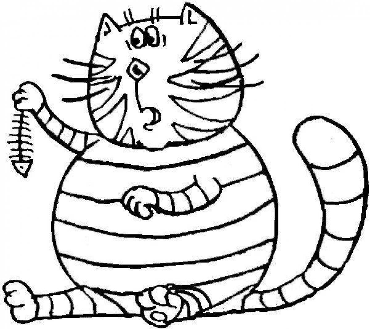 Coloring page plump fat cat