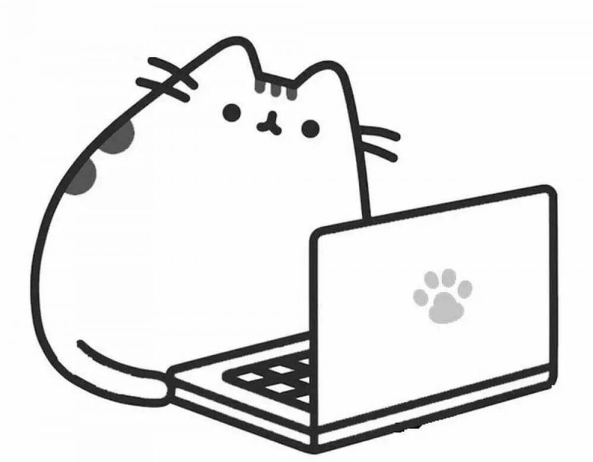 Snuggly fat cat coloring page