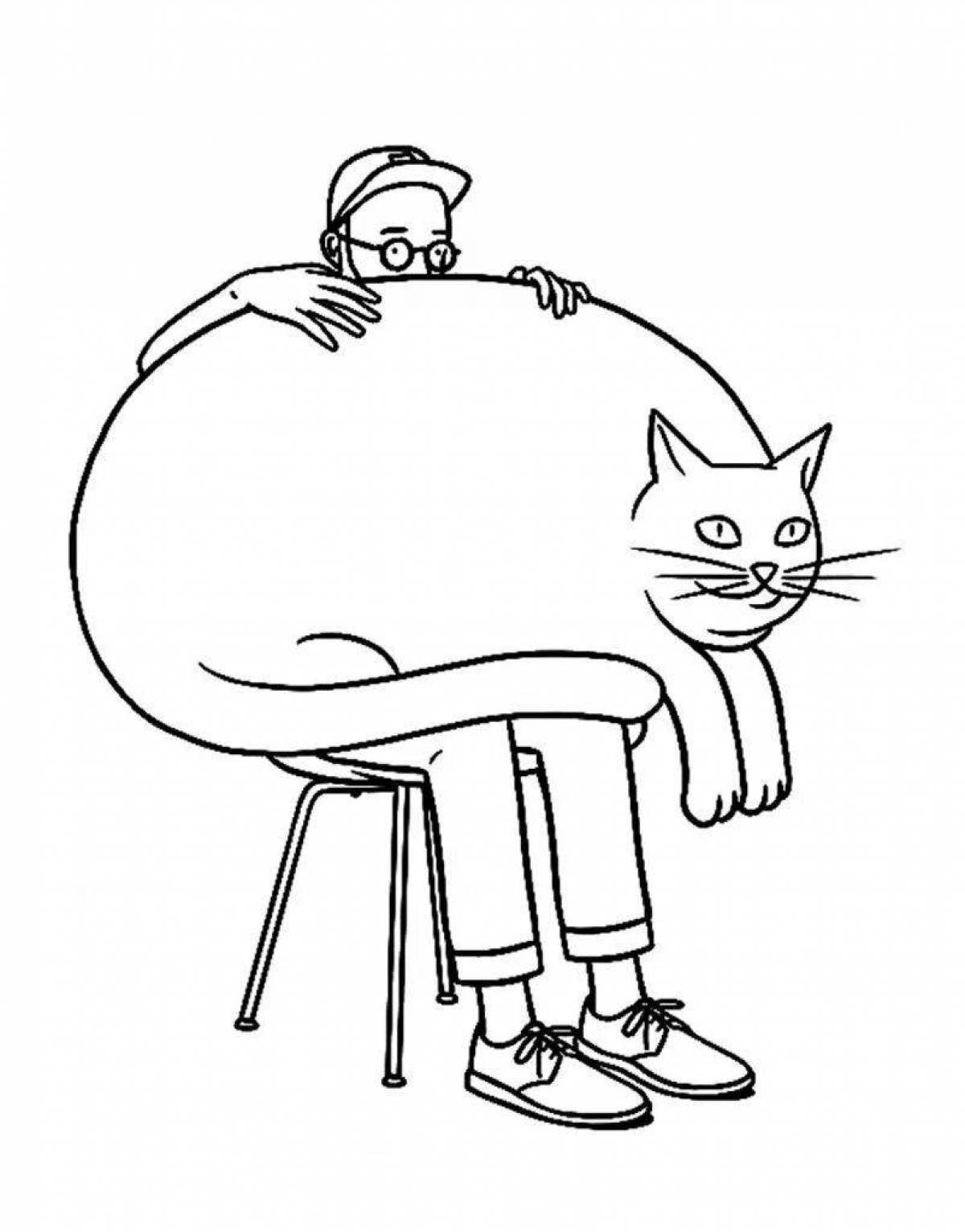 Coloring page dozing fat cat