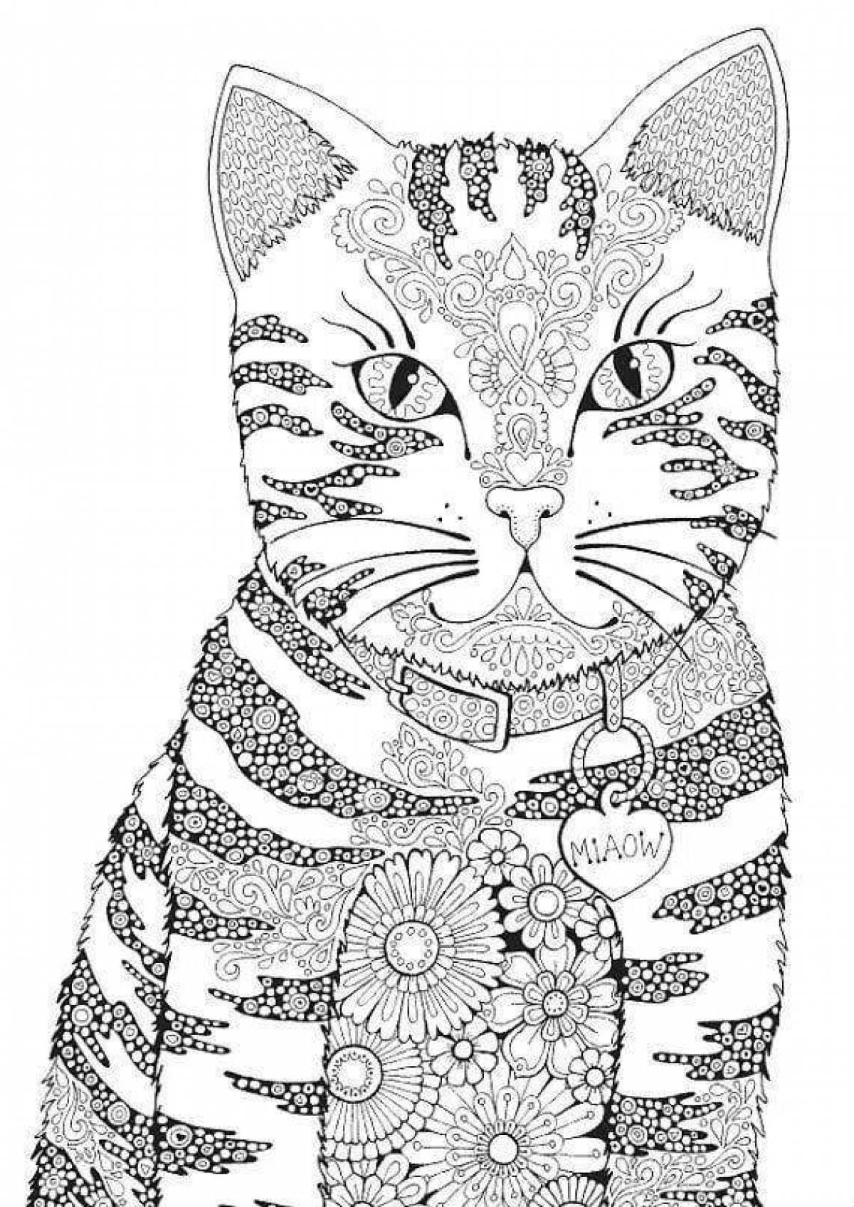 Очаровательная раскраска антистрессовый котенок