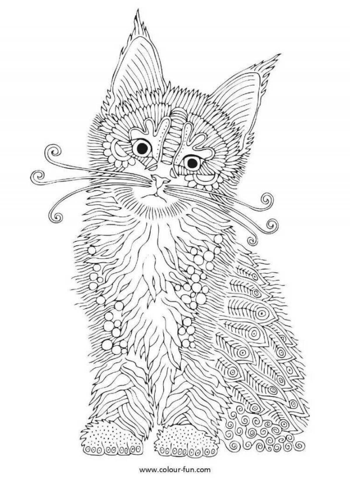 Озорная раскраска антистрессовый котенок