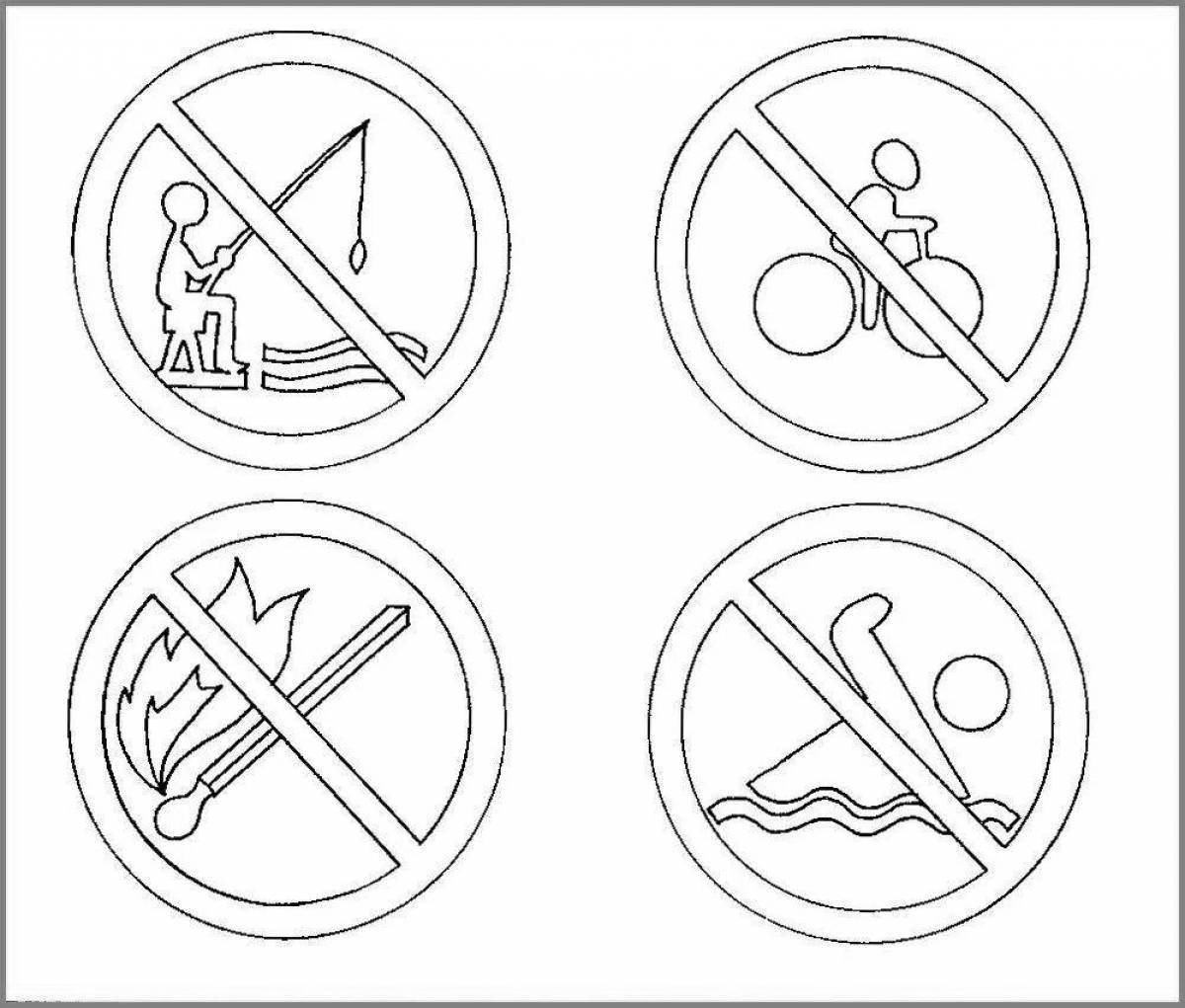 Exquisite prohibition sign coloring page
