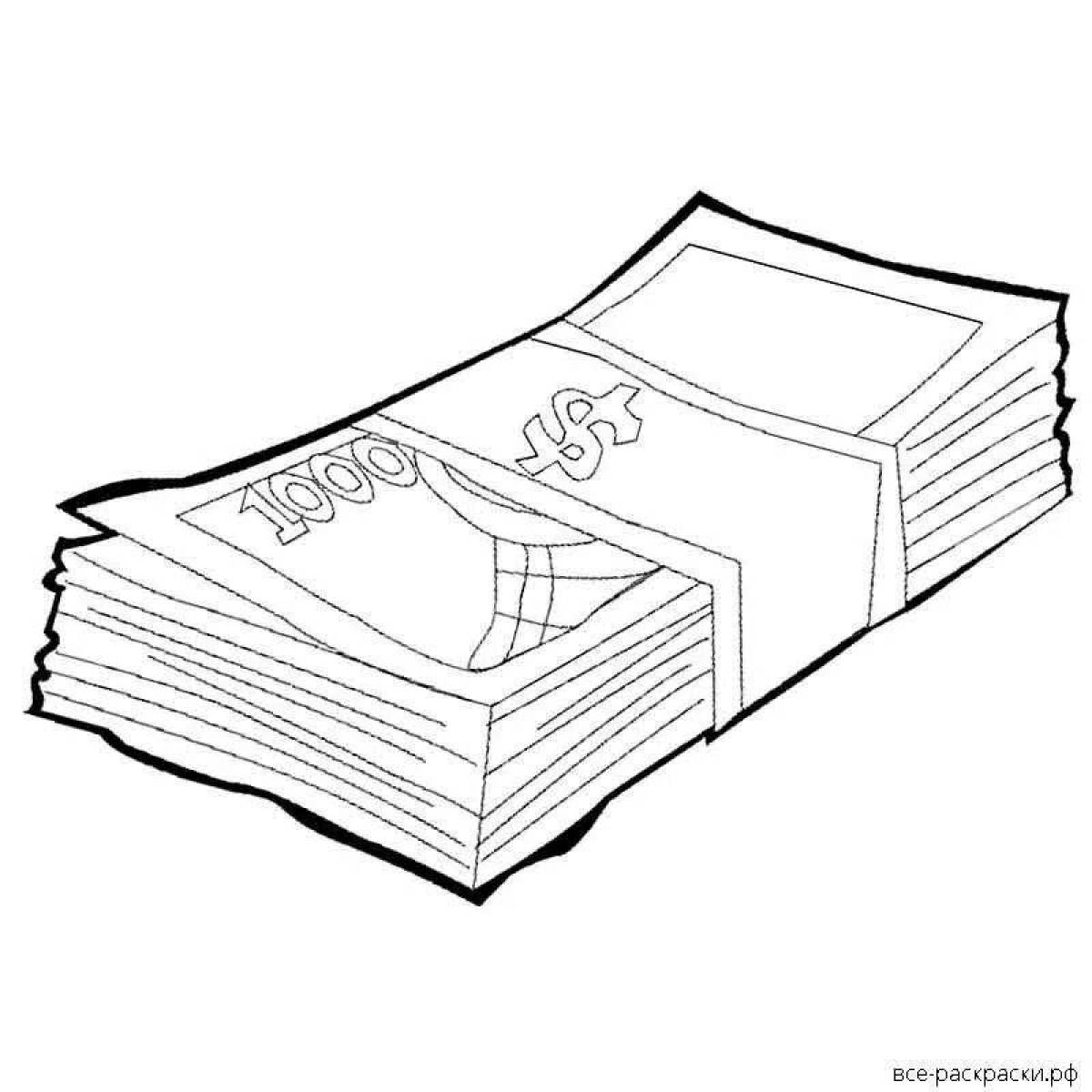 Exciting coloring pages of money rubles