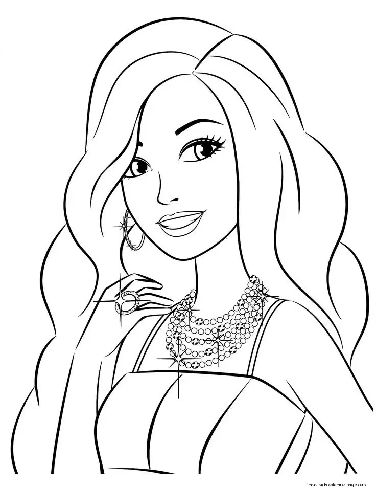 Charming barbie face coloring page