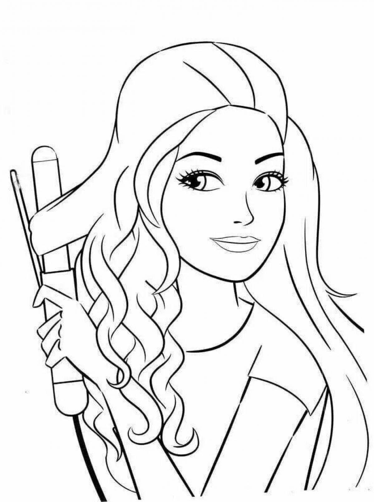 Bright barbie face coloring page