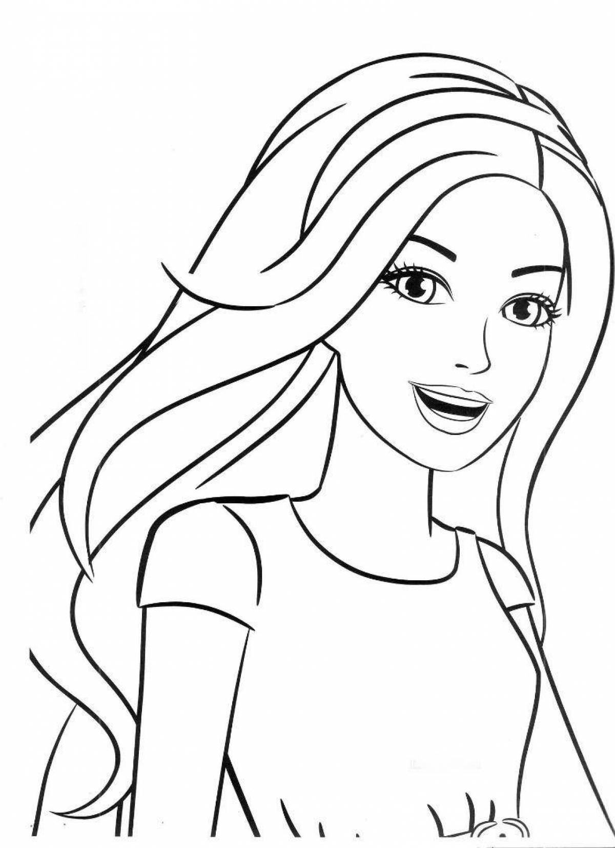 Awesome barbie face coloring page
