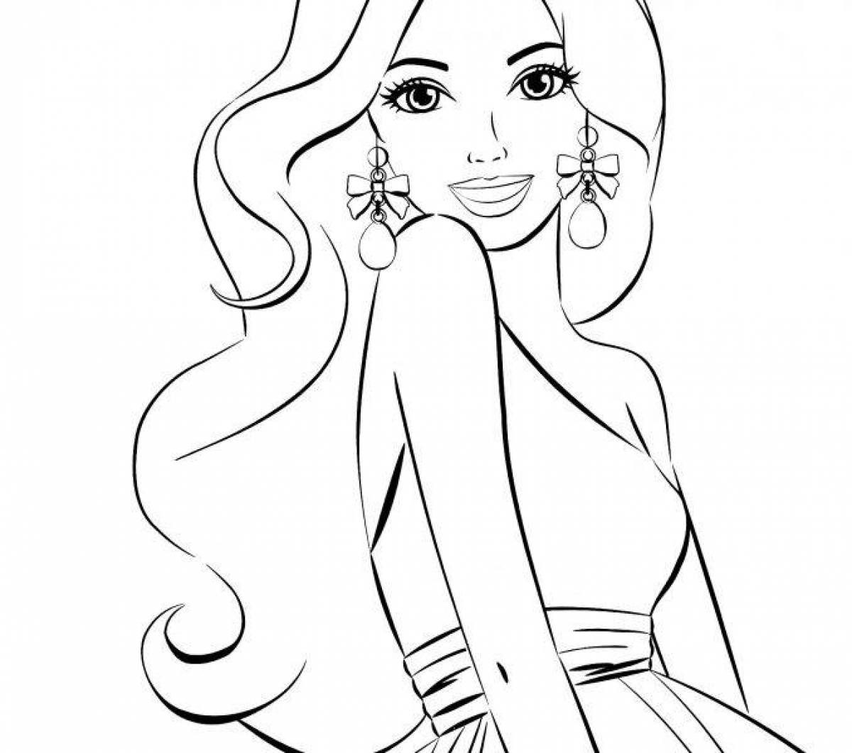 Cute barbie face coloring page