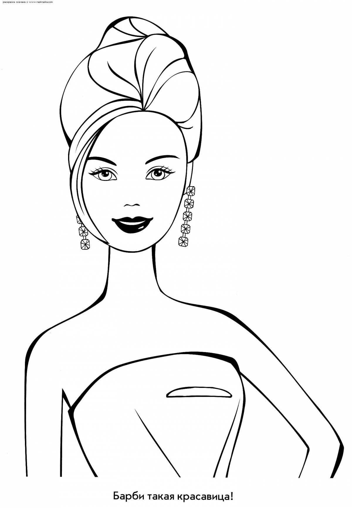Playful barbie face coloring page