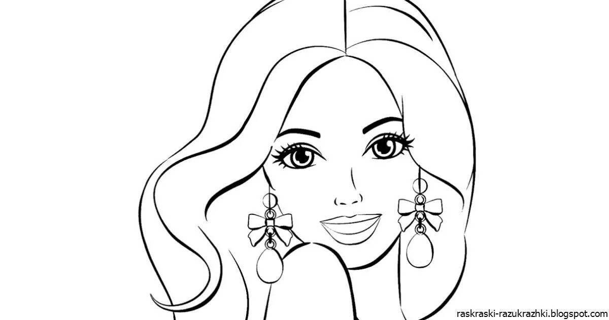Delightful barbie face coloring page