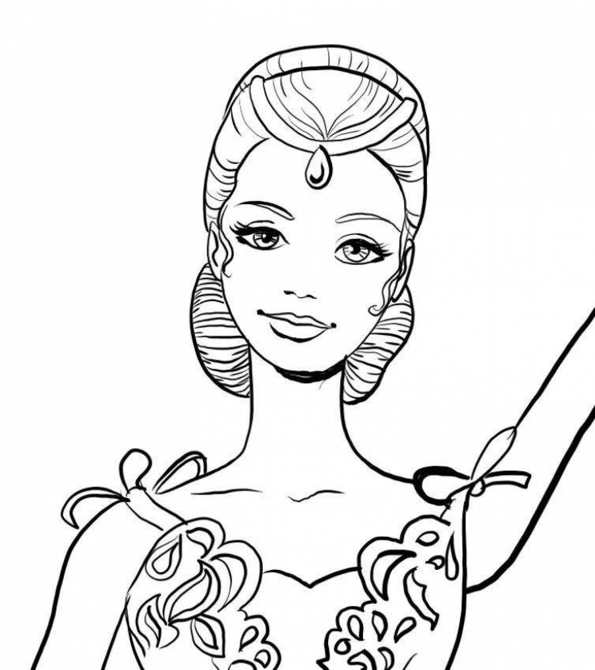 Barbie fairy face coloring page