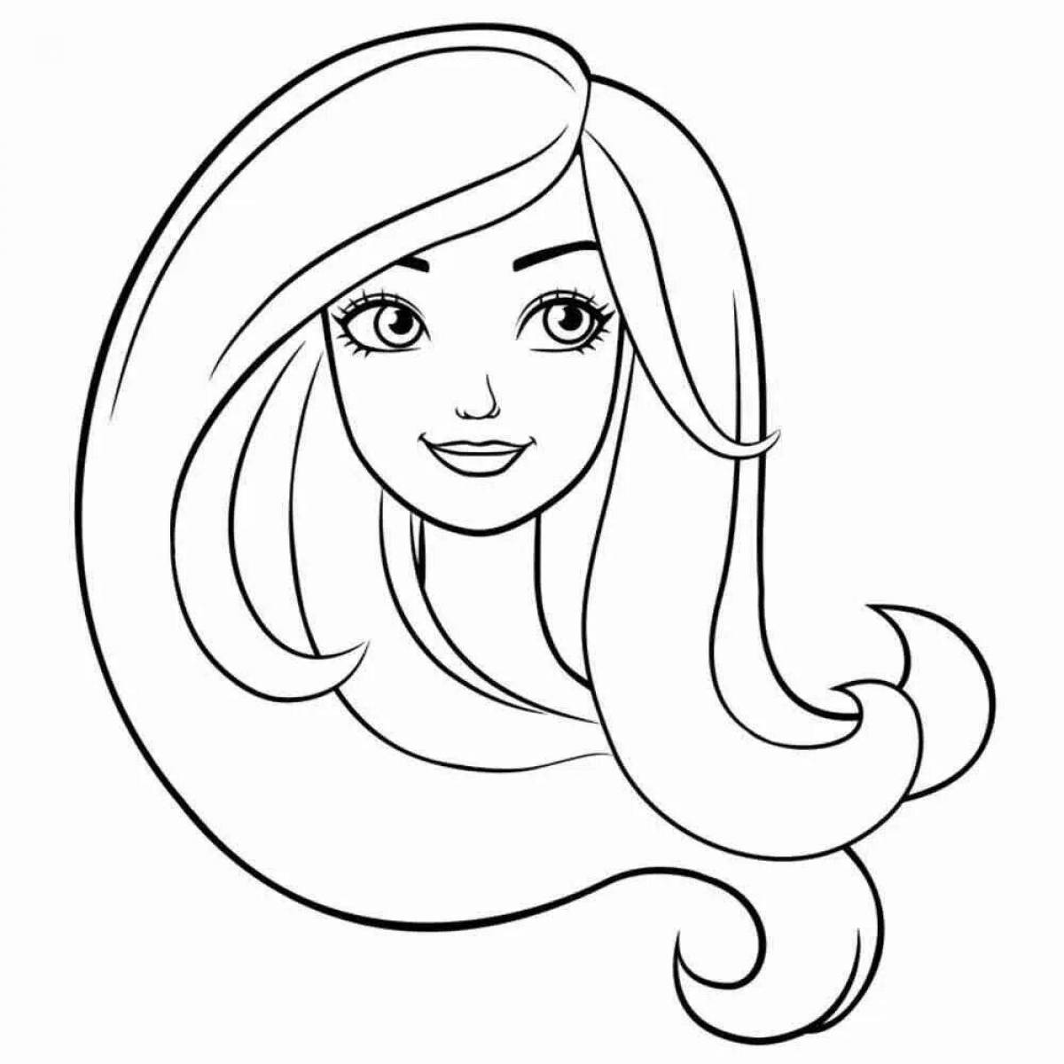 Beautiful barbie face coloring page