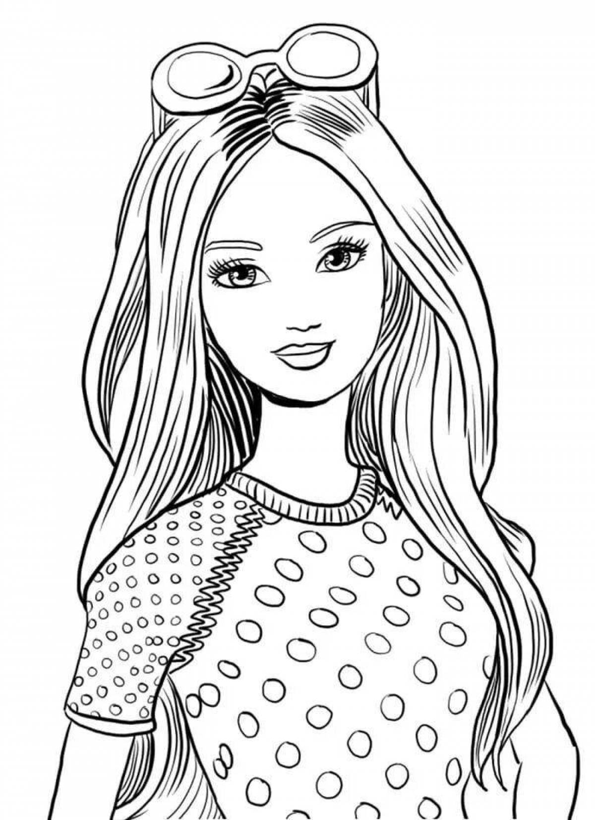 Outstanding barbie face coloring page