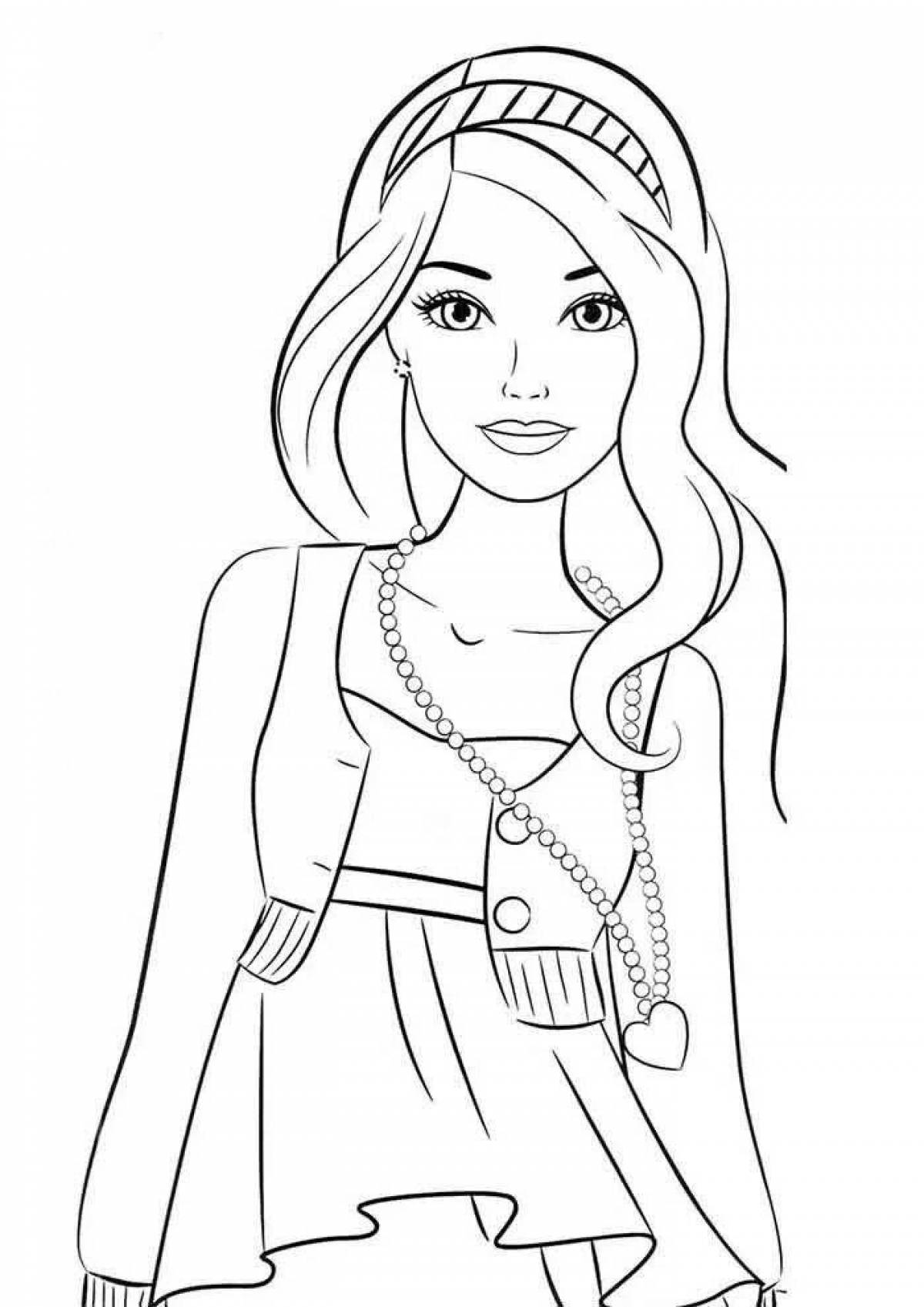 Great barbie face coloring page