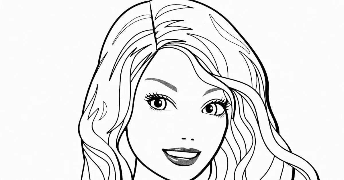 Barbie placid face coloring page