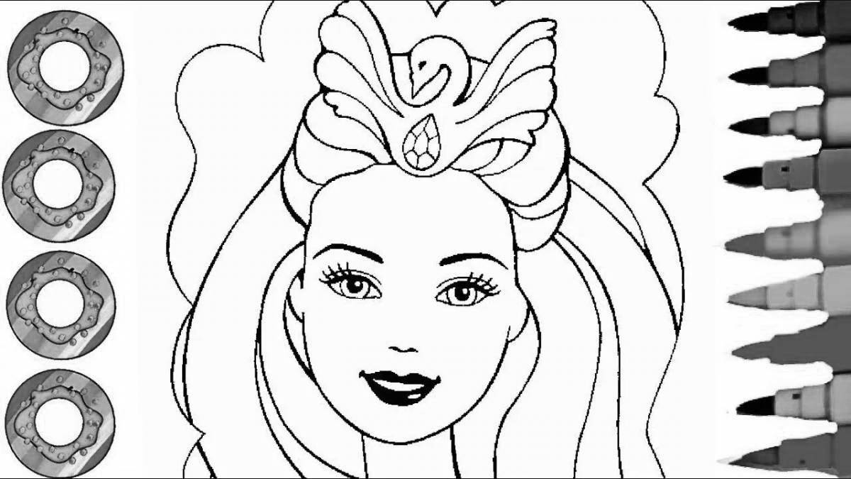 Exciting barbie face coloring page