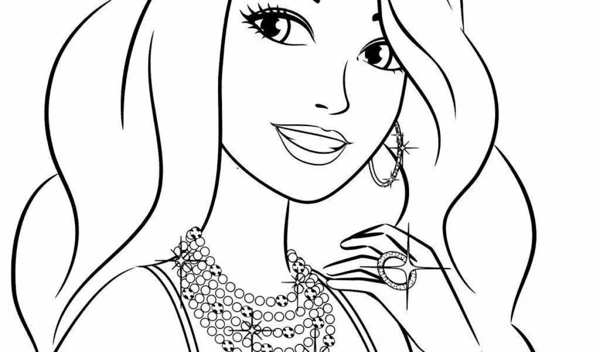 Wonderful barbie face coloring page