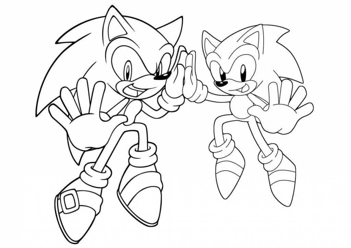 Playful blue sonic coloring page