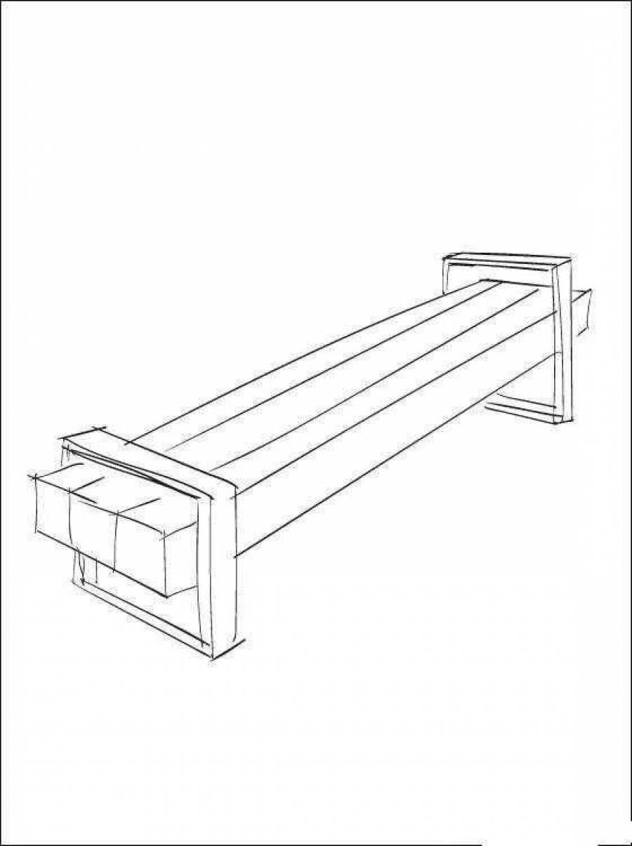 Как нарисовать скамейку сбоку