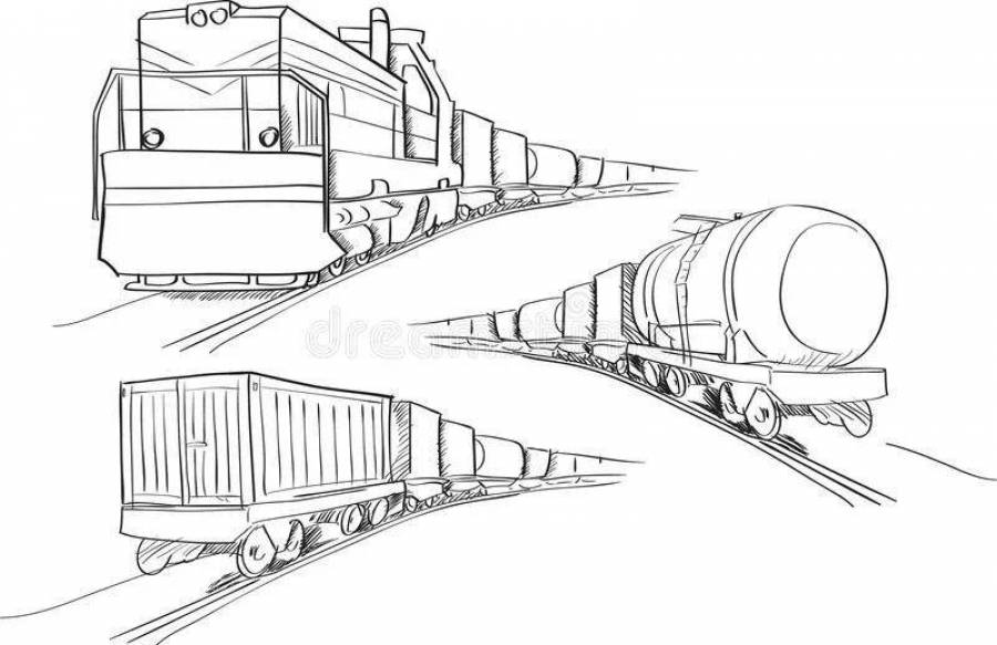 Рисунок грузовой поезд для детей