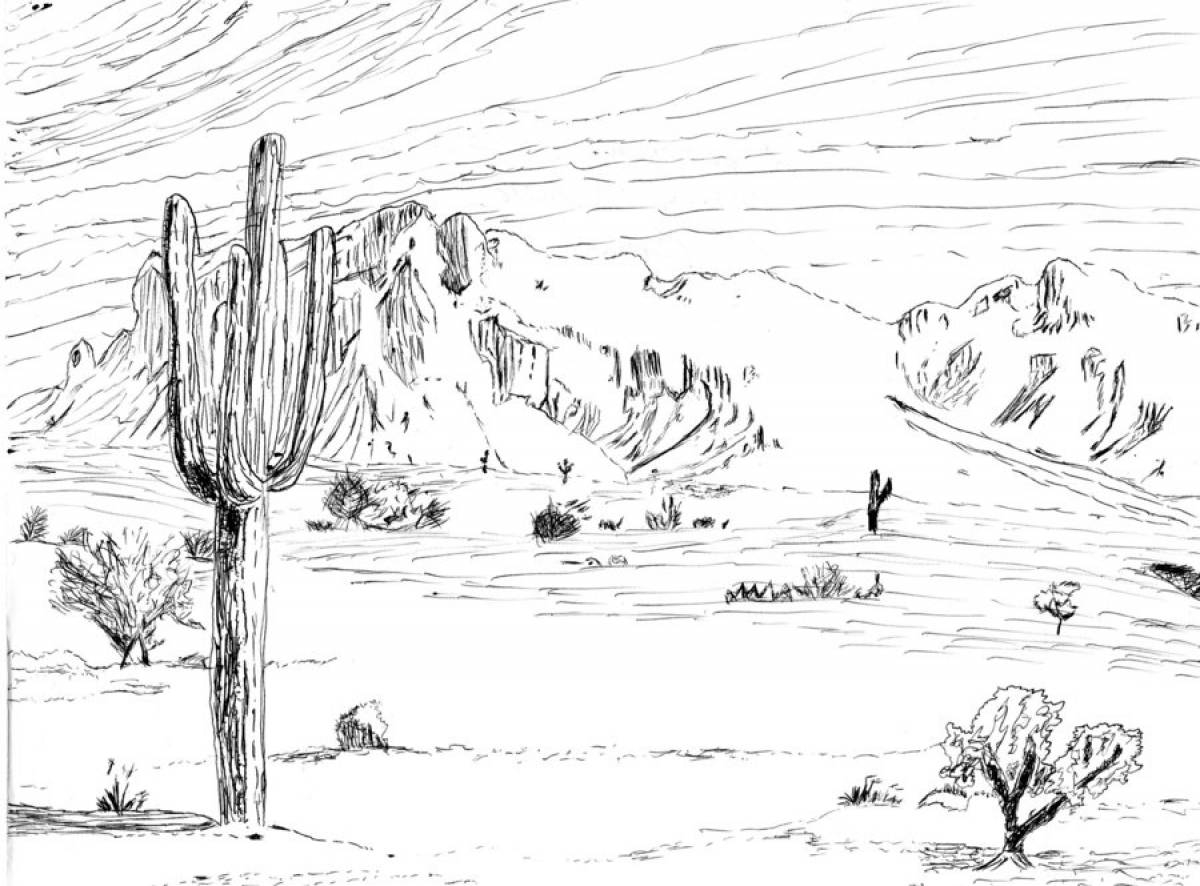 Пустыня рисунок карандашом