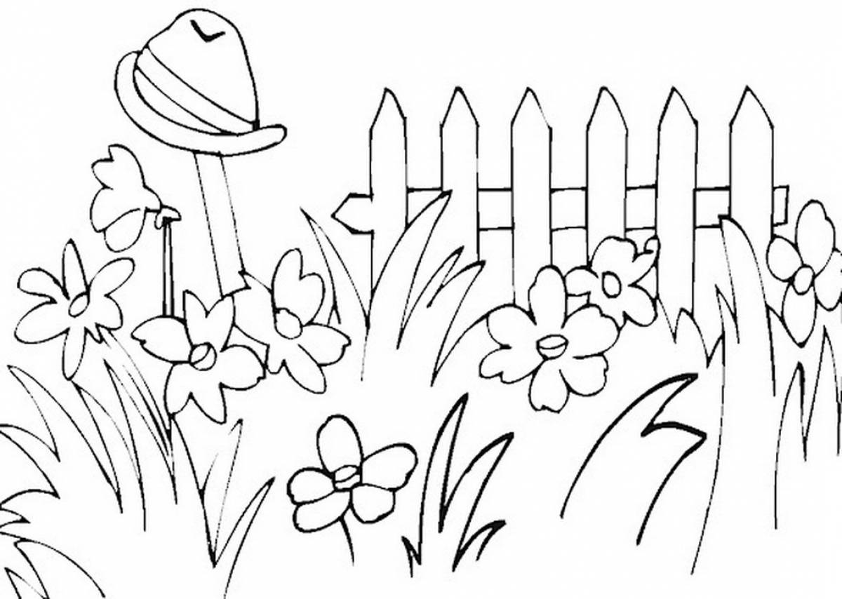 Раскраска Поляна с цветами