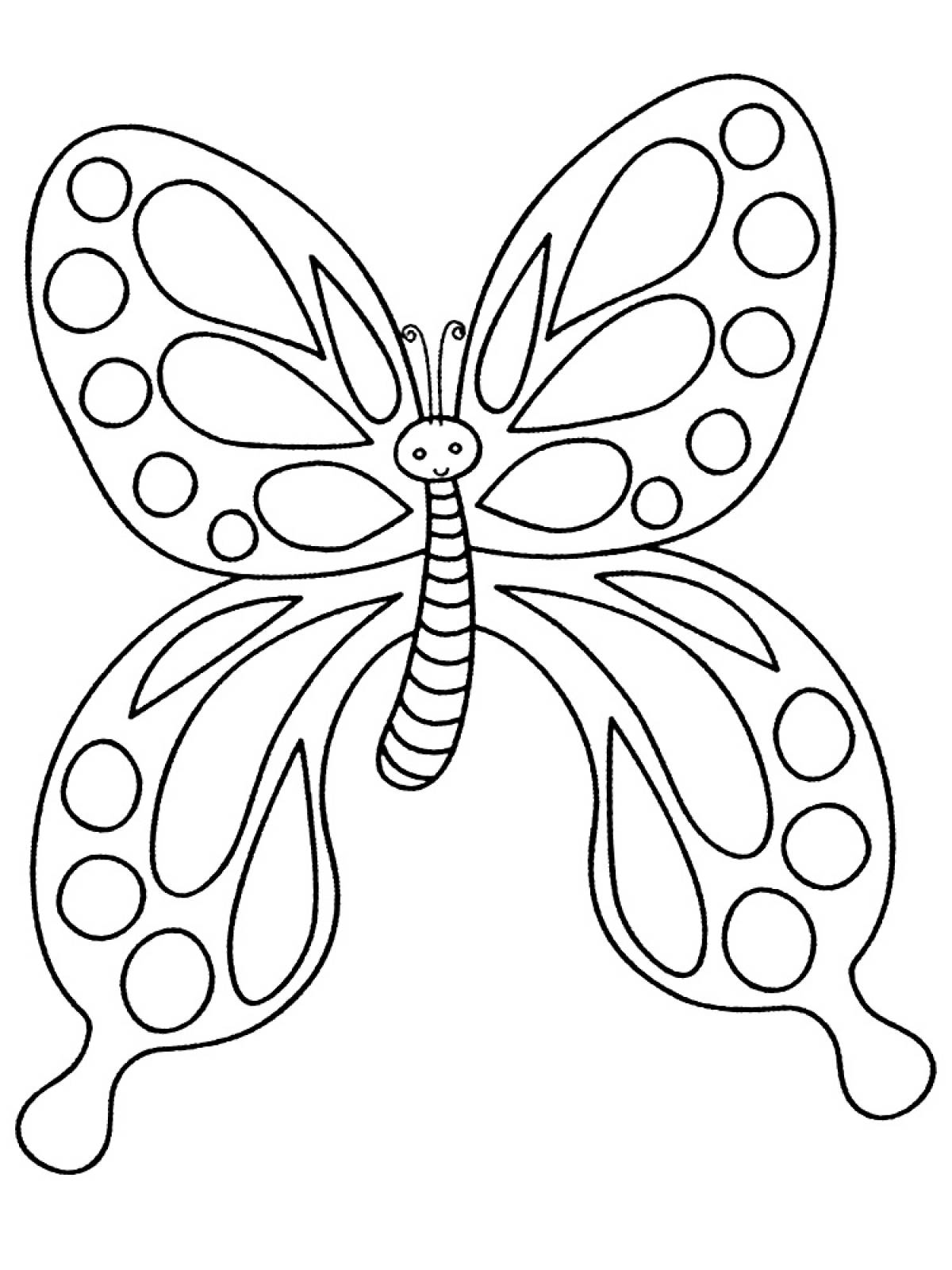 Бабочка раскраска для детей распечатать. Раскраска 