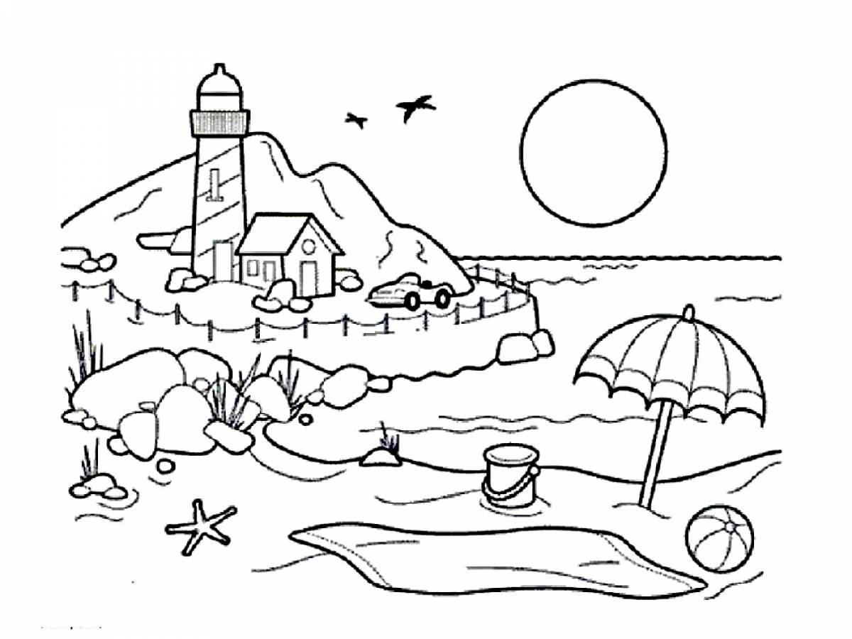 Summer landscape with a lighthouse