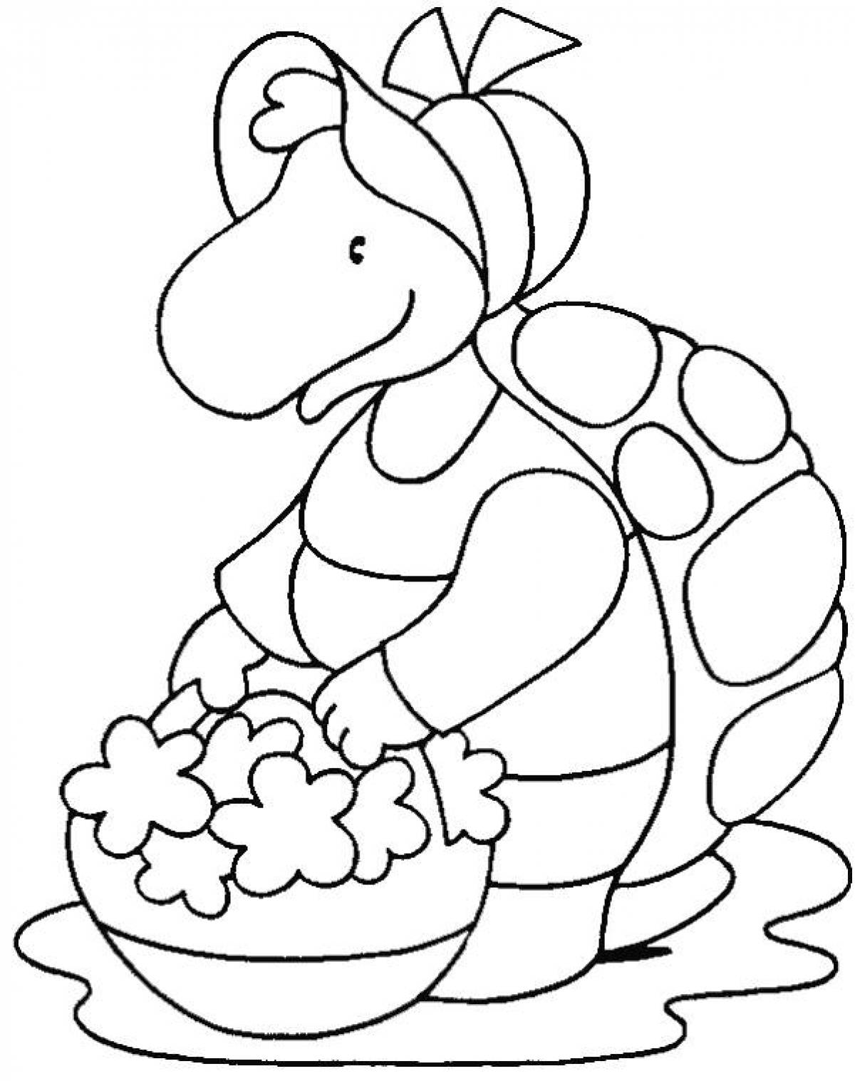 Turtle with a basket of flowers