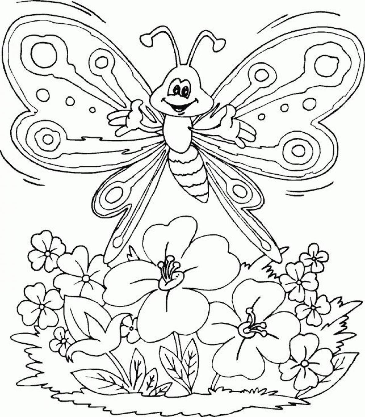 Coloring pages flowers in the meadow