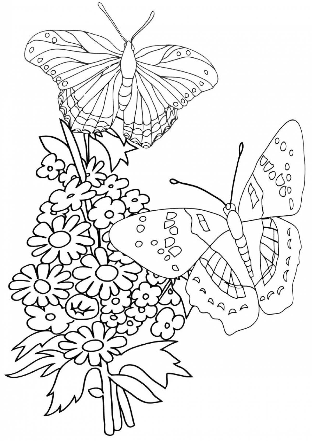 Незабудка и бабочки