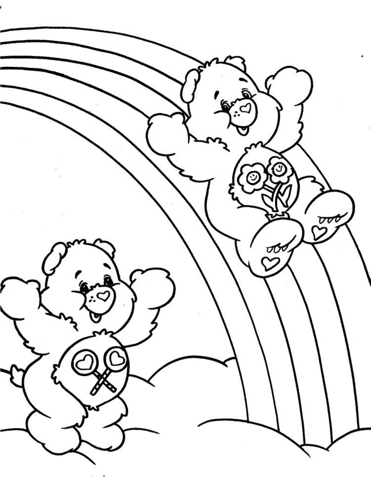 Teddy bears ride on the rainbow