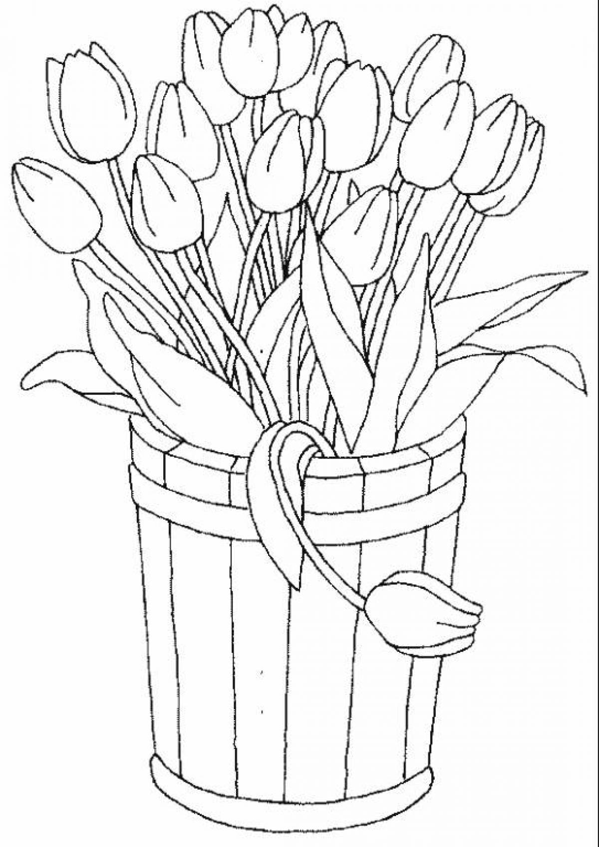 Tulips in a barrel