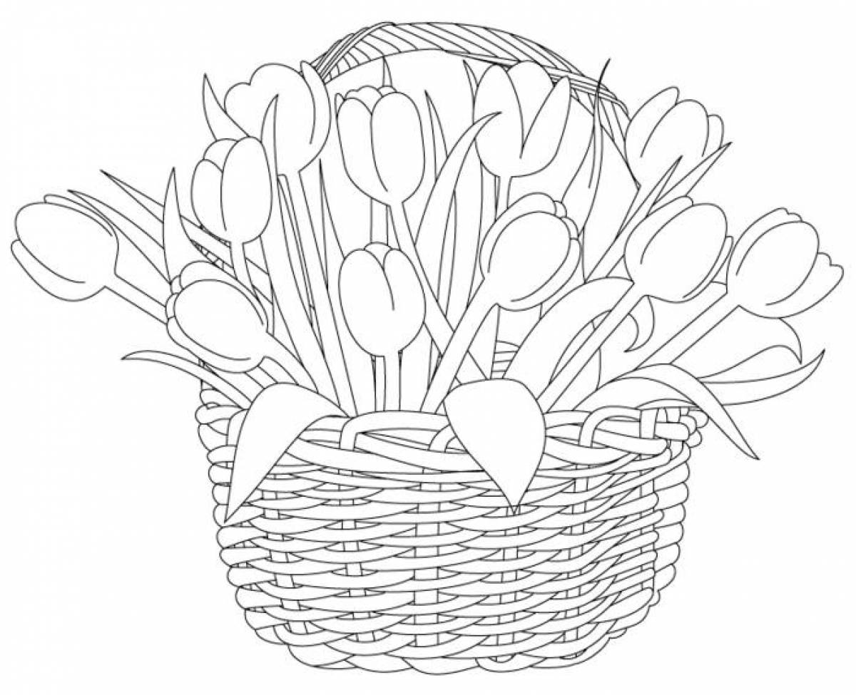 Tulips in a basket