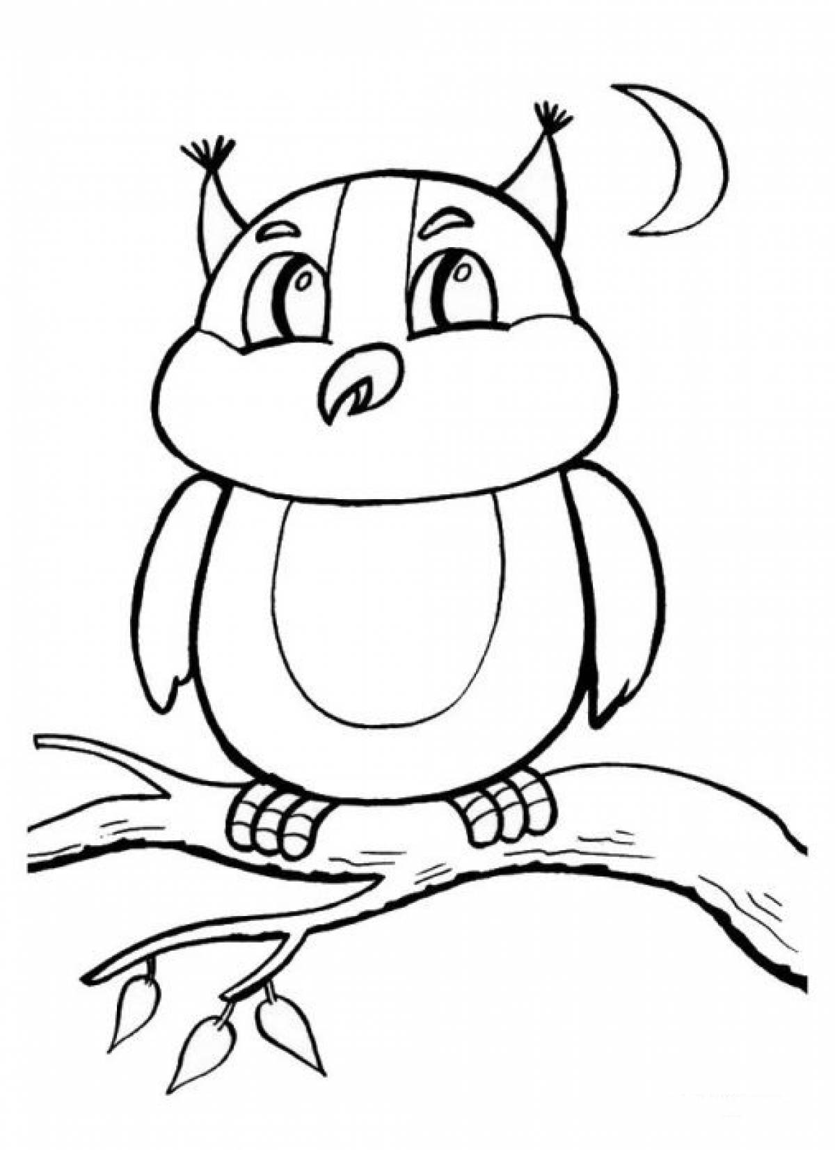 Owl on a branch coloring book