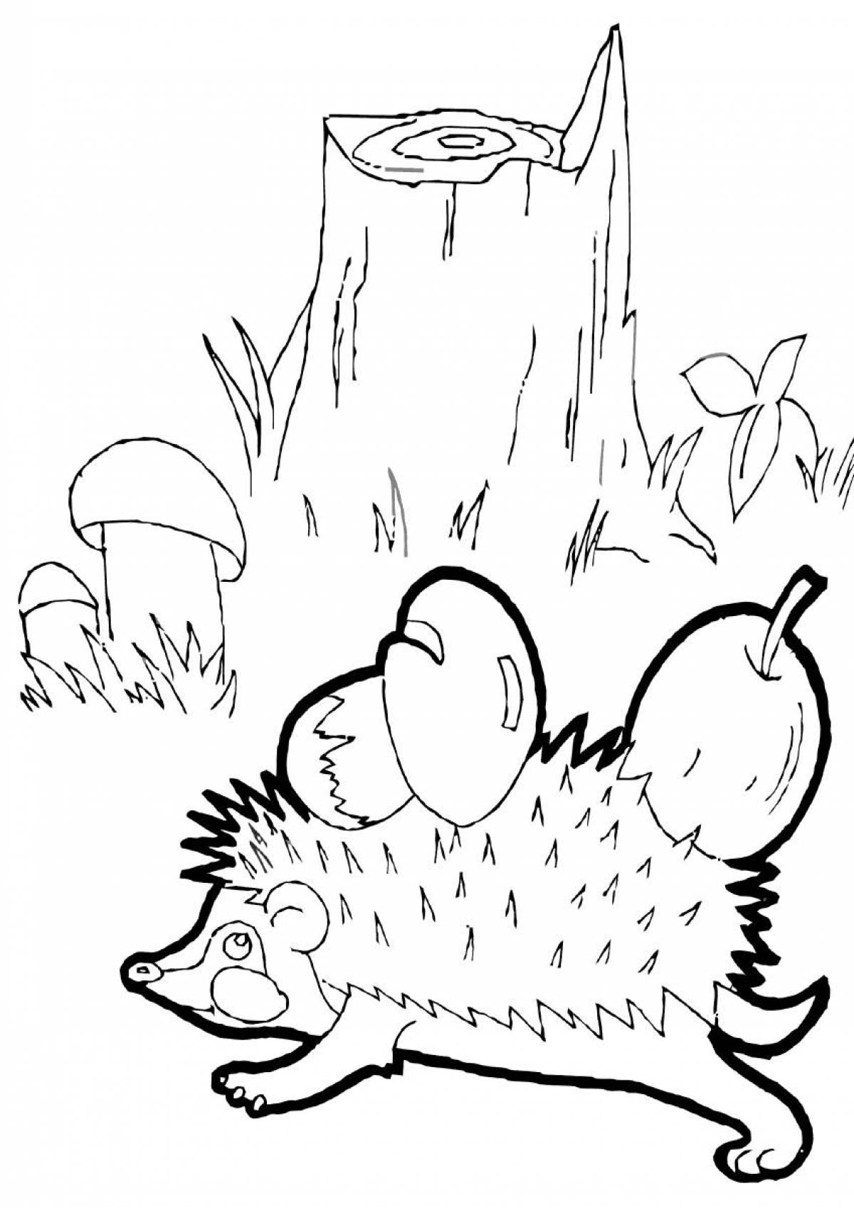 Ежик в лесу раскраска для детей