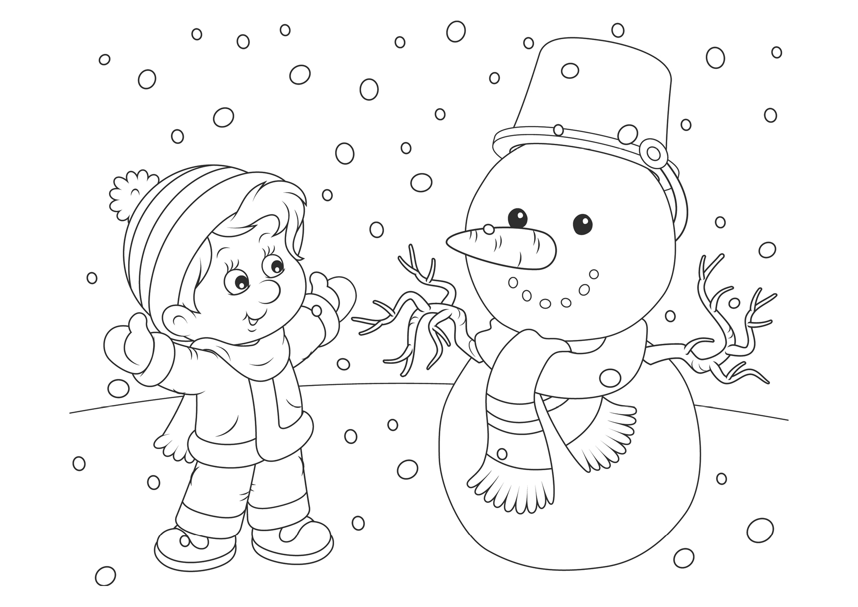 Kid and snowman