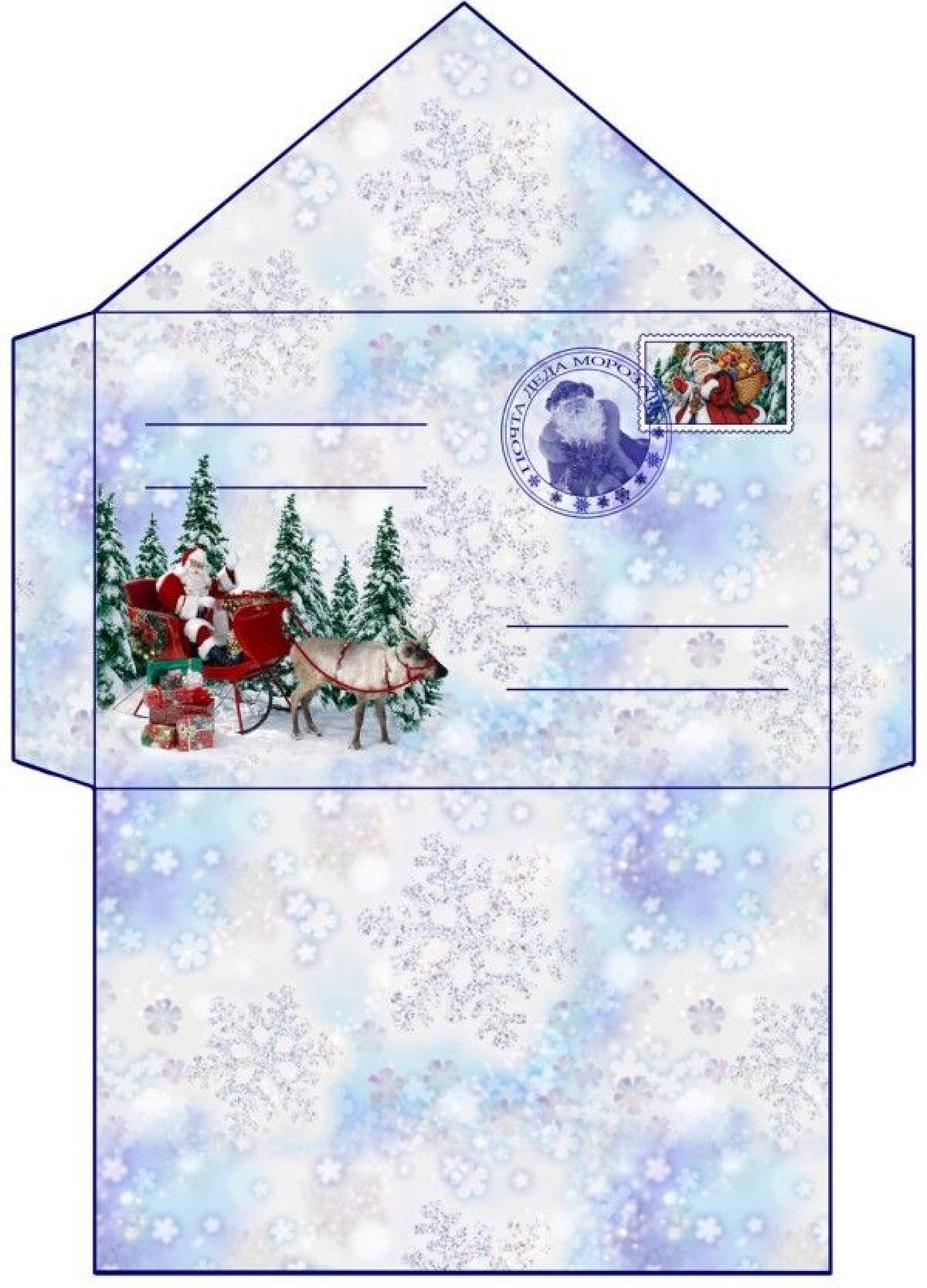 Envelope Santa Claus on a sled